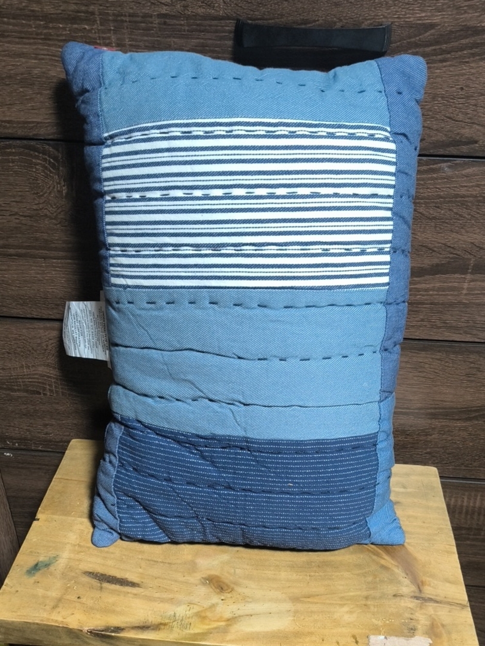 Signature by Levi Strauss Blue Patchwork Throw Pillow with Stripes